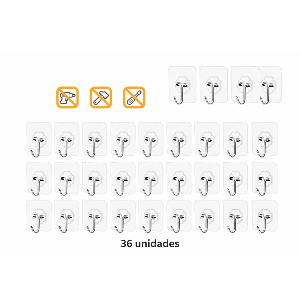 36 pçs Ganchos Adesivos Parede Multi Funcional Autocolante Casa Cozinha Quarto Banheiro Organizado ABCSHOP