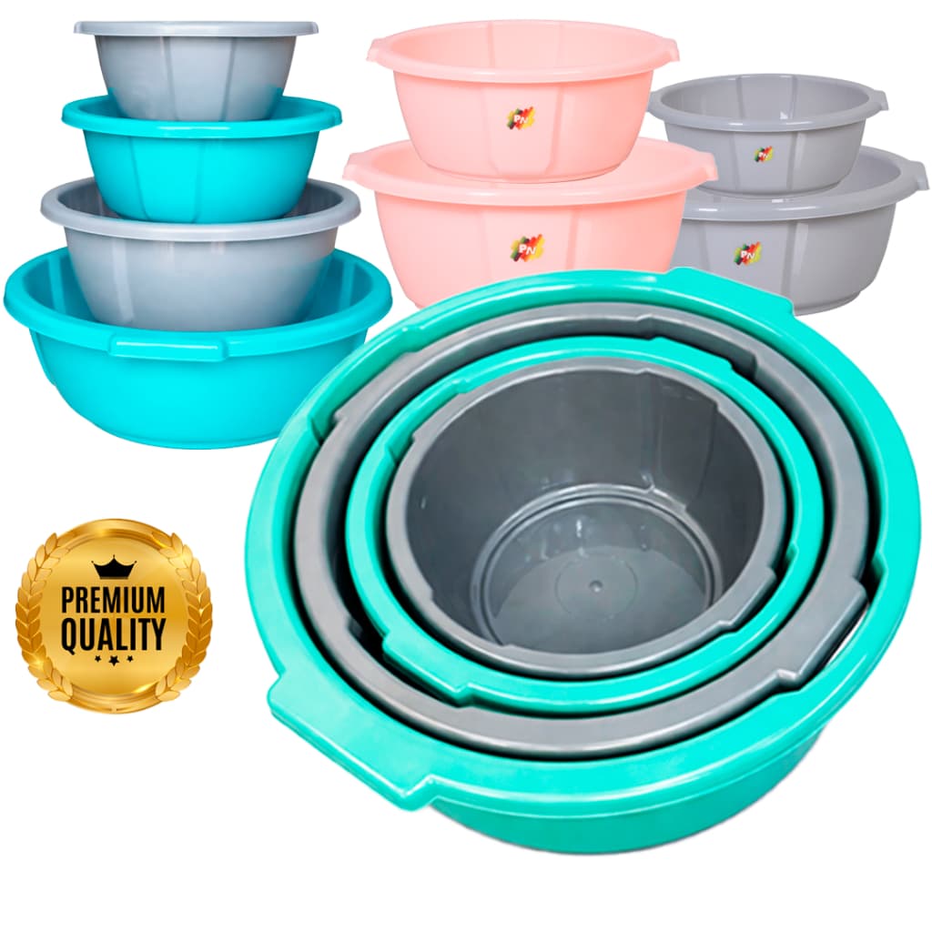 Jogo 4 Bacias Redonda Classic Prime Multiuso 2,4L + 4L + 6,5L + 9L Lavar Roupa Comidas Plastico