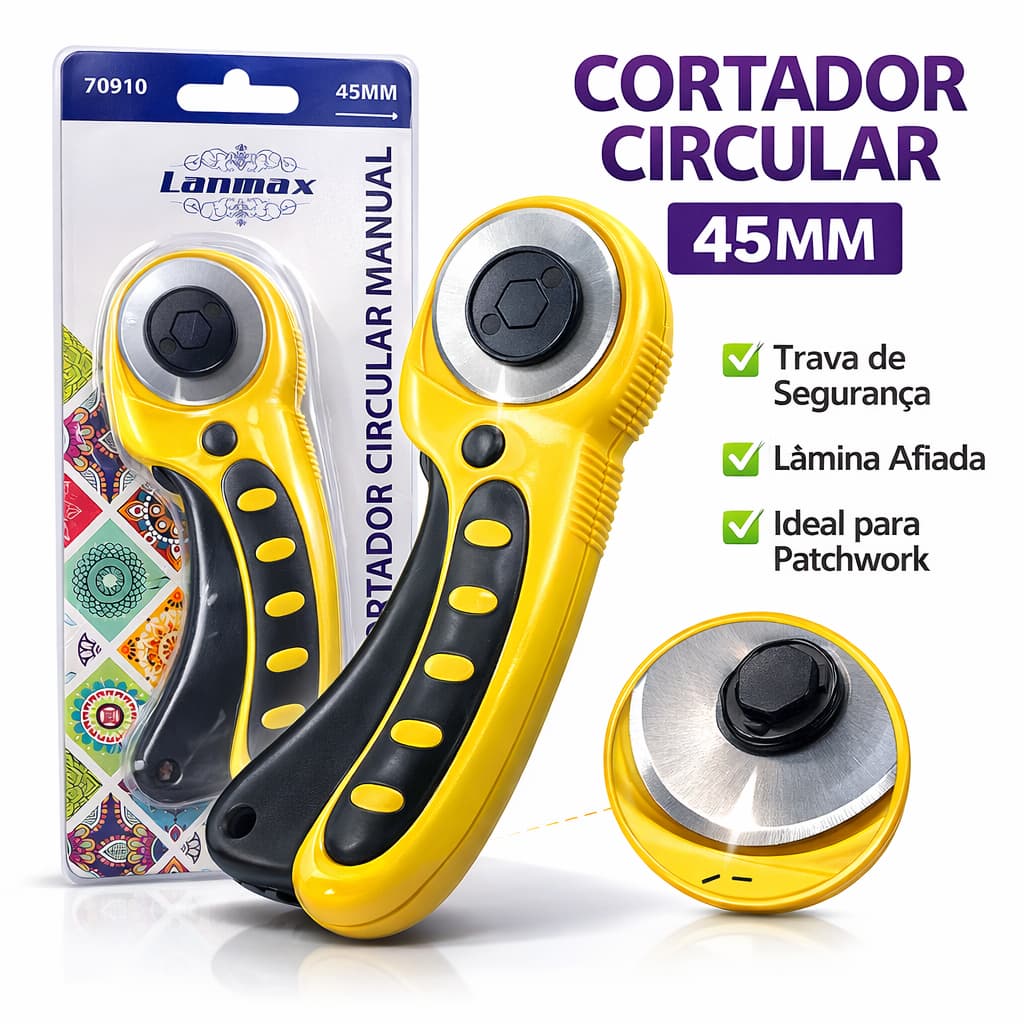 Cortador Circular 45mm Lanmax Original – Para Tecido, Couro, EVA, Papel