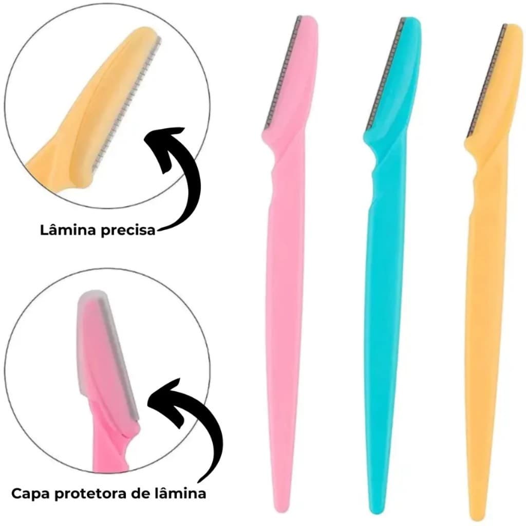Kit 18/12/6/3 Lâmina Sobrancelha e Rosto Navalha Navalhete para Depilação Facial sobrancelhas buço e axila