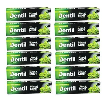 kit 12 unid - Creme Dental Adulto ULTRA MINT Refrescante Sem Fluor Dentil 70g