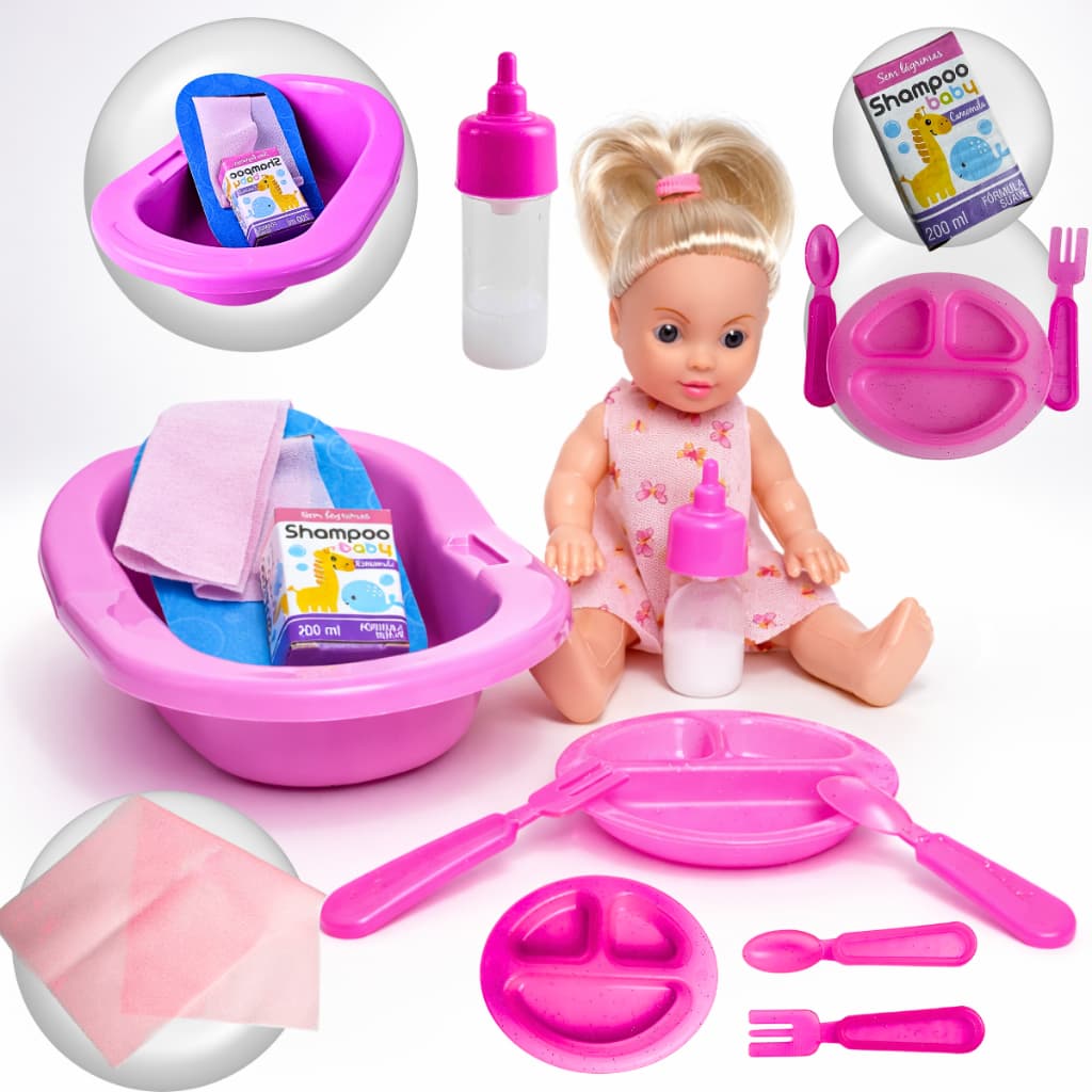 Boneca Bebê Reborn Vinil Super Macia Com Mamadeira Mágica Rosa Brinquedo Menina Infantil