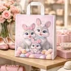 Sacola Plástica Alça fita de Páscoa tam 30x45 e 40x50  com 25/50