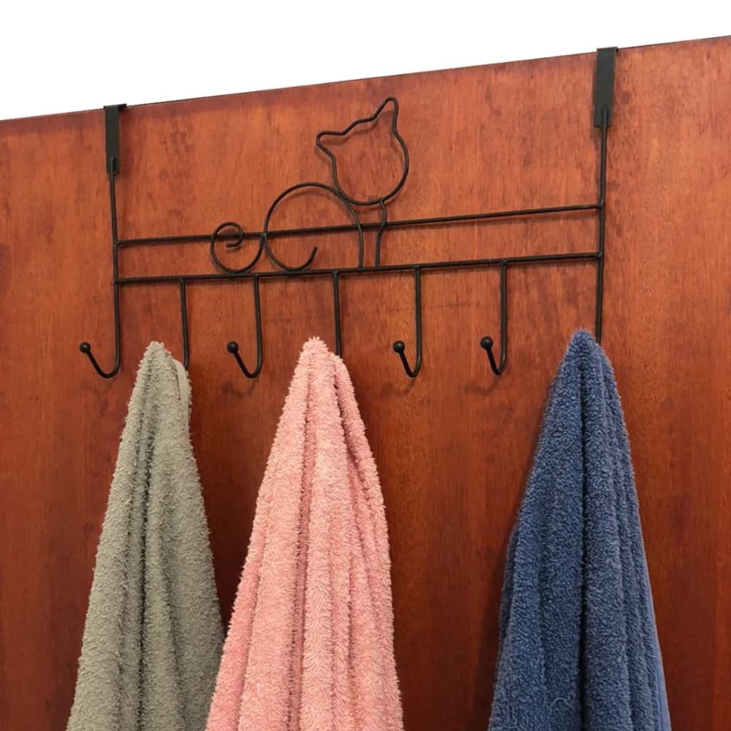 Cabide De Porta 7 Ganchos Reforçados Para Porta Pendurar Toalha Roupas Sem Furar Metal 40cm
