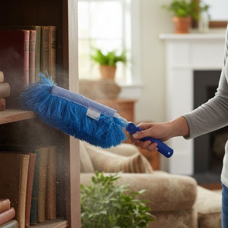 Espanador de Pó Eletrostático Cabo Angular Limpa sem Levantar Pó Bralimpia Limpeza Profissional