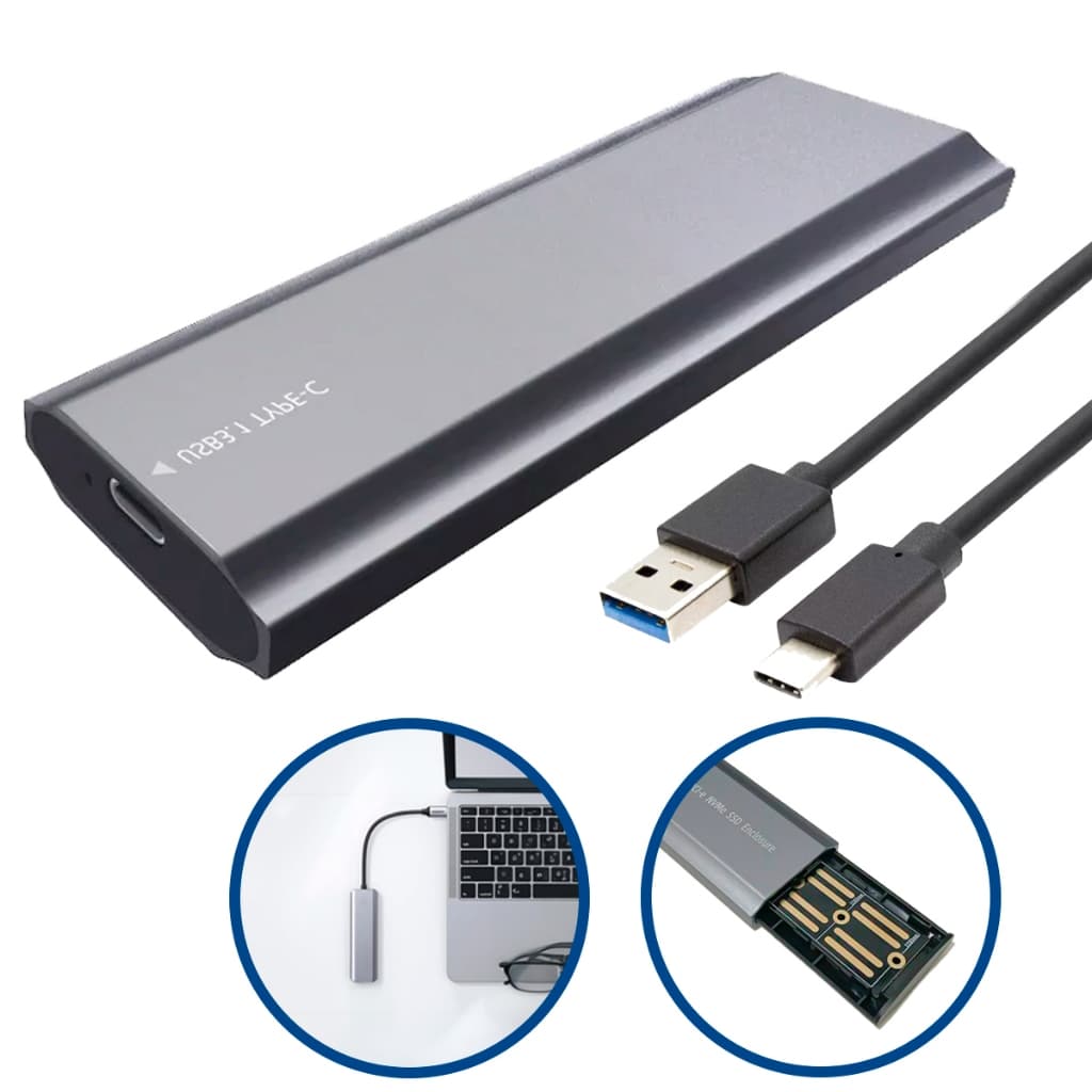 Case SSD M2 NVME e Ngff Sata Portátil USB Rápido Pcie Case Externo Cabo Usb 3.0 Universal