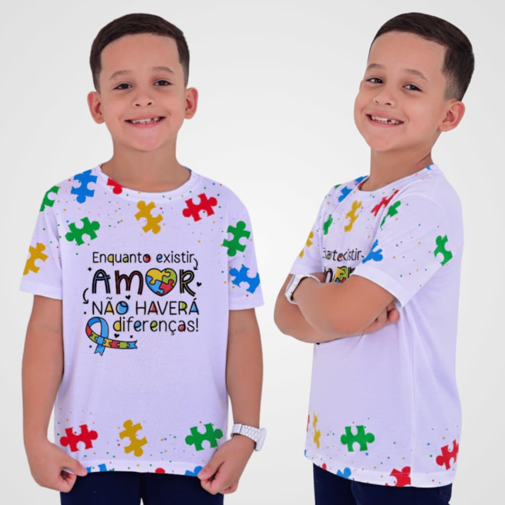 Camiseta Infantil Estampada Blusa Premium 2 a 12 anos - Enquanto Existir Amor...