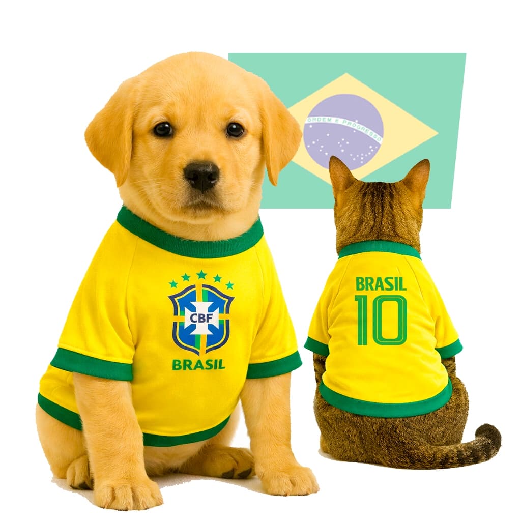 ROUPA PET Brasil COPA Cachorro Gato Seleção Animal - ENVIO IMEDIATO