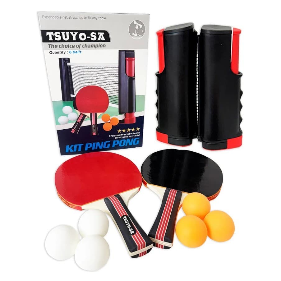 Kit Ping Pong Tênis Mesa + 2 Raquetes Rede Retrátil 6 Bolas Profissional