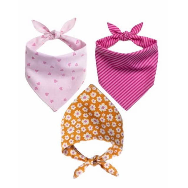 Bandanas/Lenços Pet Fêmea Premium KIT 3 Unidades - 100% algodão - sortidas