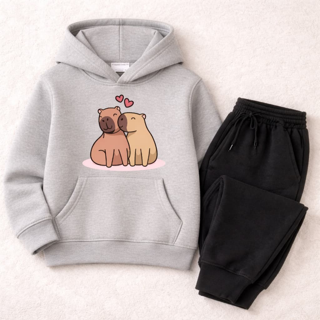 Conjunto moletom infantil capivara meninas flanelado premium de algodão 02a16