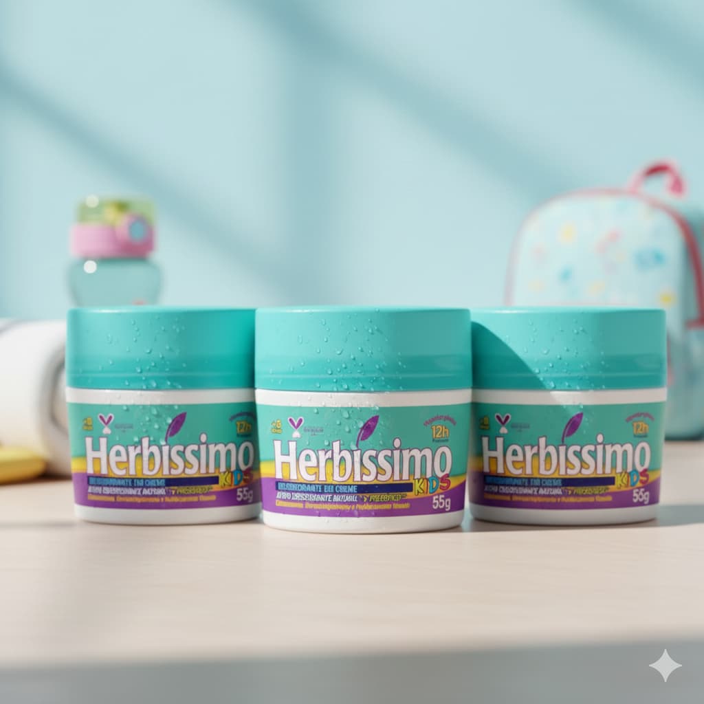 Kit 3 unid - Desodorante Creme Antitranspirante Herbíssimo Kids 55g