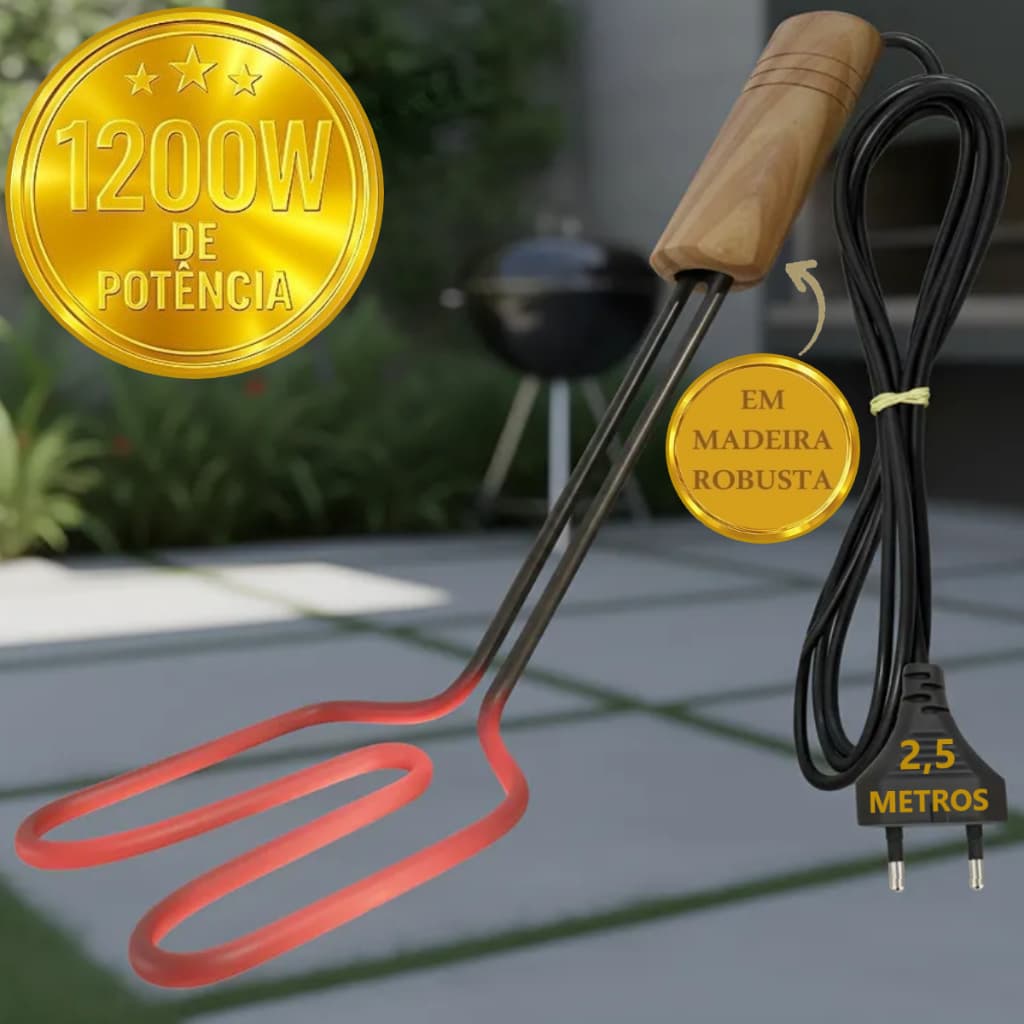 Acendedor Elétrico De Churrasqueira À Carvão C/cabo Madeira