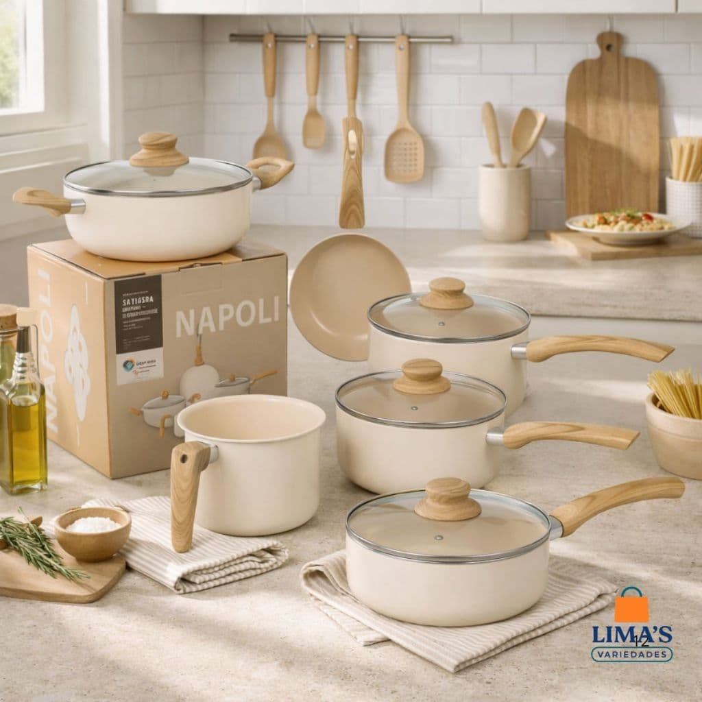 Jogo De Panelas 5 Peças Napoli Pequim Revestimento Cerâmico Antiaderente Tampa Vidro Alumínio Soft Touch