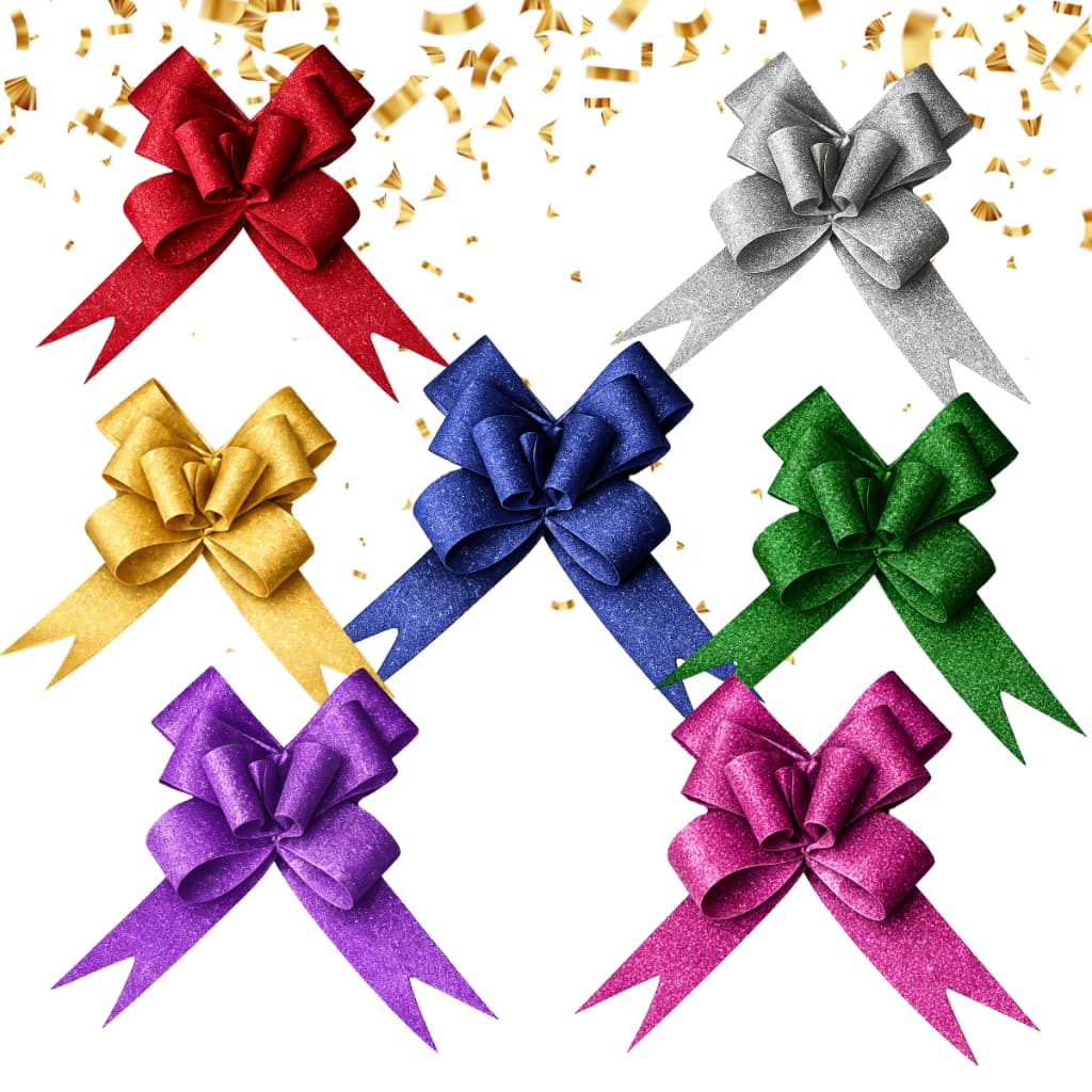 LAÇO FÁCIL GLITTER PURO MÉDIO – 18X350MM – PACOTE C/50 UNI - P/ PRESENTES