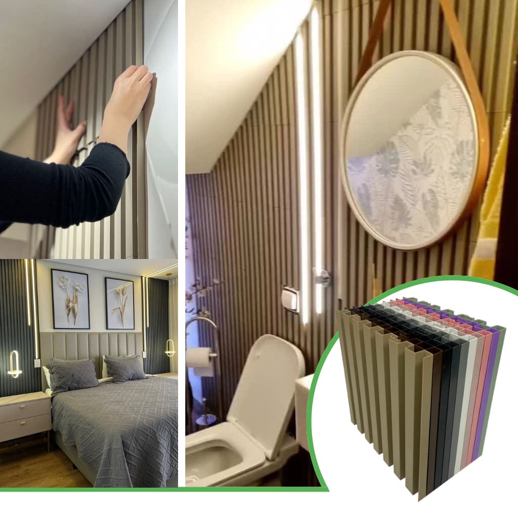 Placa Painel Ripado 30x30 - kit 22 peças (2m²) | 11 Cores Antimpacto Autocolante  Direct Borrachas