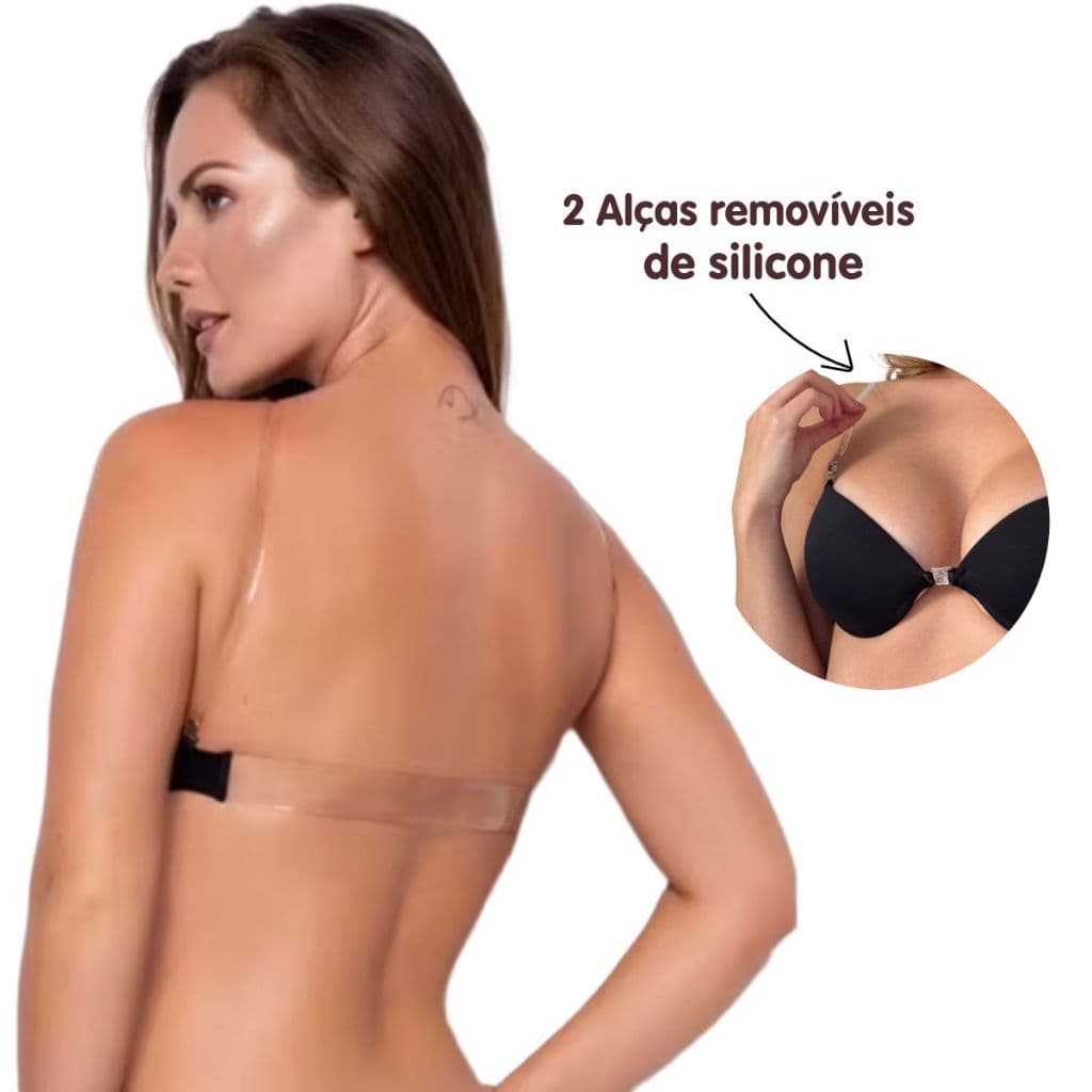 Sutiã Invisível com Bojo Feminino Costa Nua Alça de Silicone Removível Tomara que Caia
