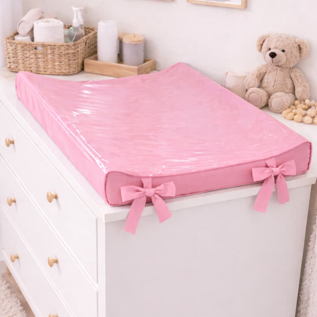 Trocador de Fralda Luxo Anatômico De Cômoda Para Bebe 55x40cm Plastificado Capa Removivel Cor Rosa Azul Palha Branco