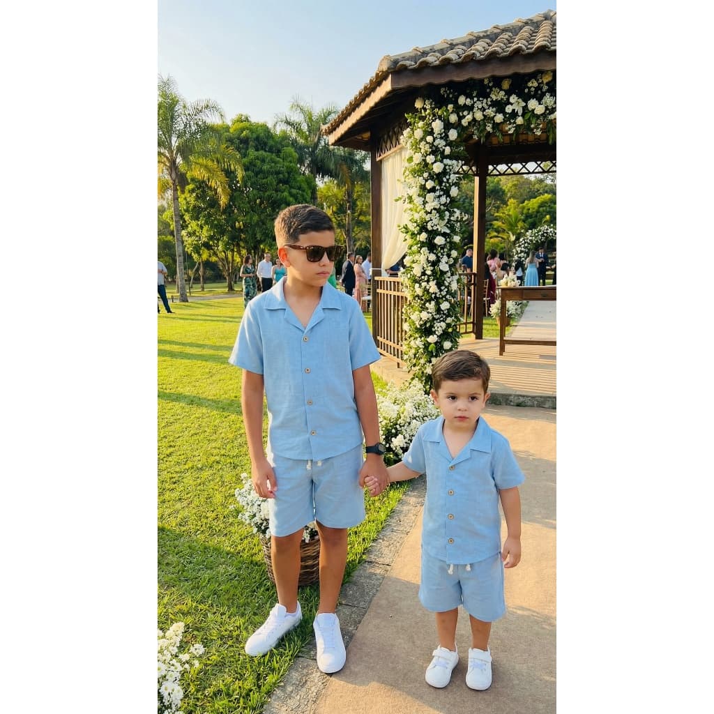 CONJUNTO DE MENINO INFANTIL EM LINHO DE 2 AO 14 ANOS