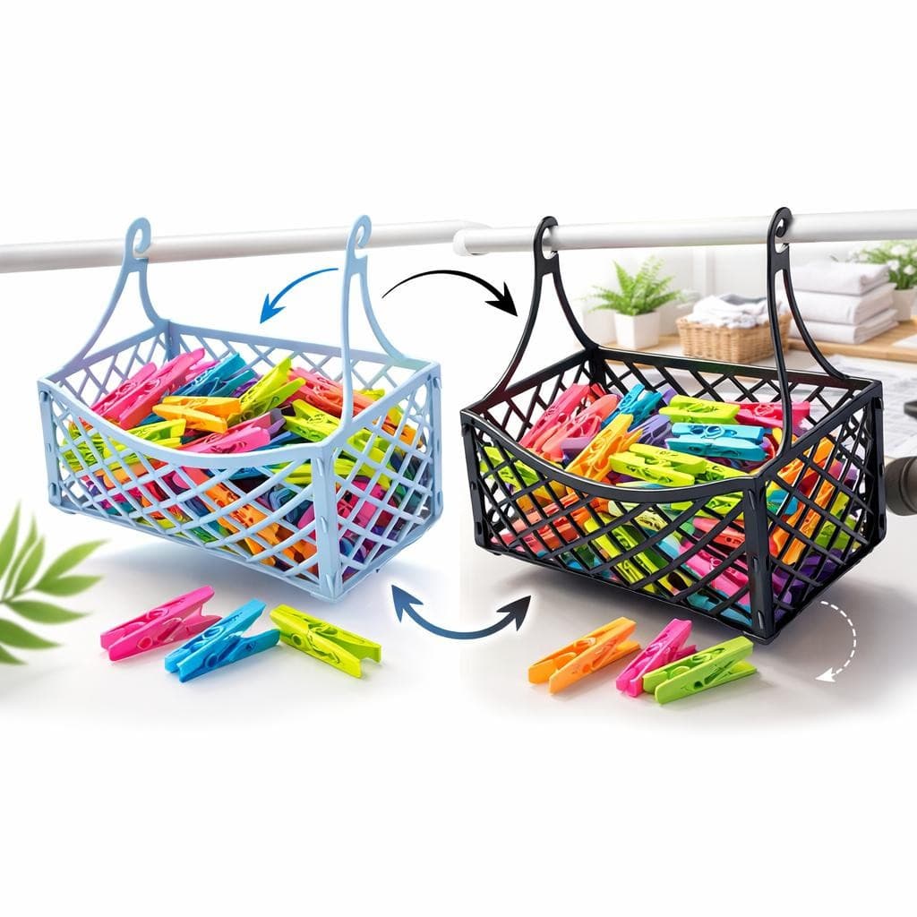 Kit 01 Cesto com 50 Prendedores ou 02 Cestos com 100 Prendedores de roupas lavanderia ou produdos de cozinha