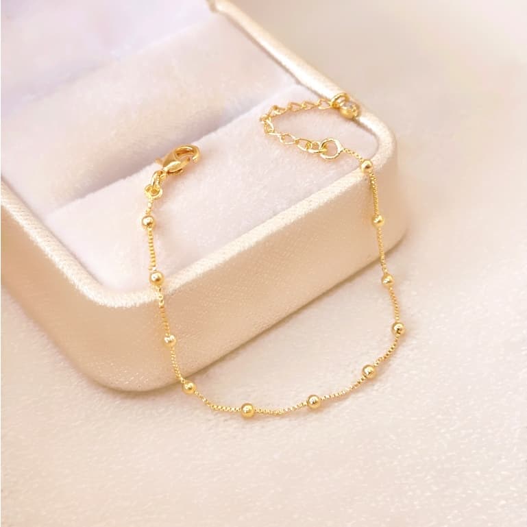 Pulseira Infantil de Bolinhas Folheado a Ouro 18K - Hipoalergênico