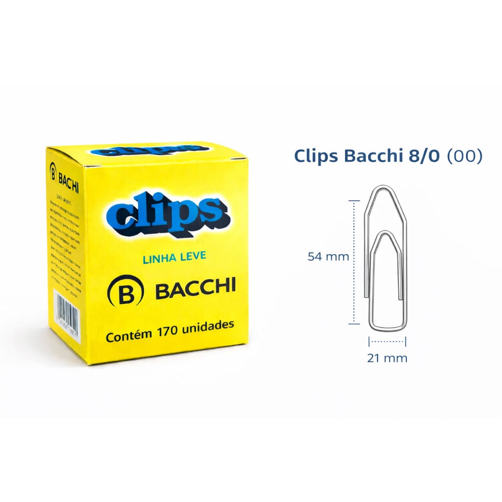 Clips Aço Galvanizado N° 8/0 - C/ 170 Unidades - Bacchi