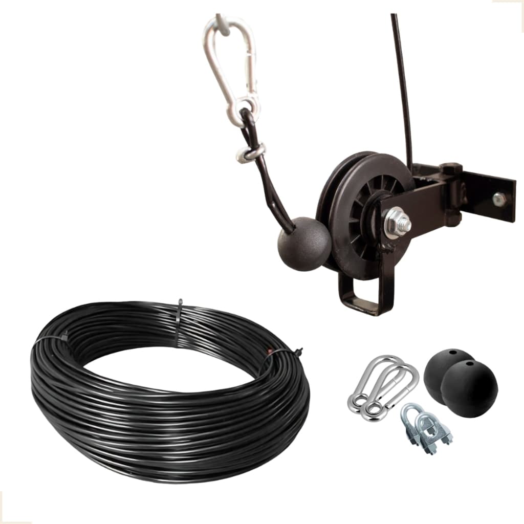 Kit Polia Baixa Articulada + Cabo de Aço com Bolinha Grampo e Mosquetão