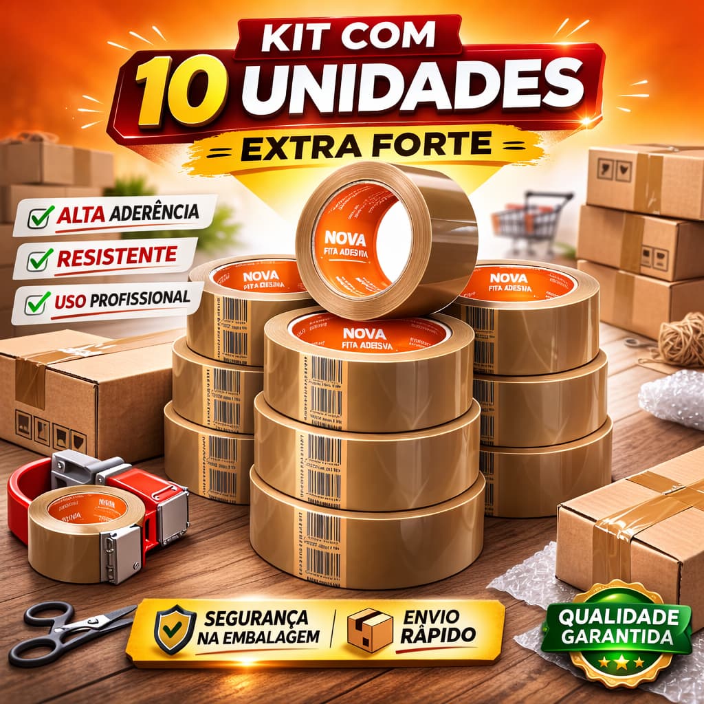 Fita Adesiva Durex Marrom Larga 45X100 Metros Embala Caixa - Kit 10 / 15/ 20 e 30 Fitas