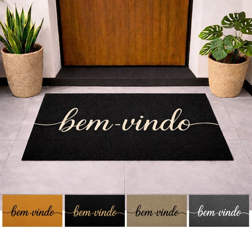 Tapete Capacho Bem-Vindo Antiderrapante Porta de Entrada 40x60cm/ 40x75cm Vinil Premium
