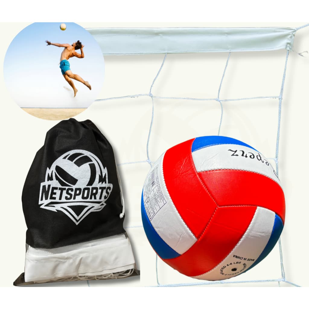 kit volei - Rede de 4 metros c/ FAIXA + Bola de volei (parque, praia, piscina) (2-8 jogadores)