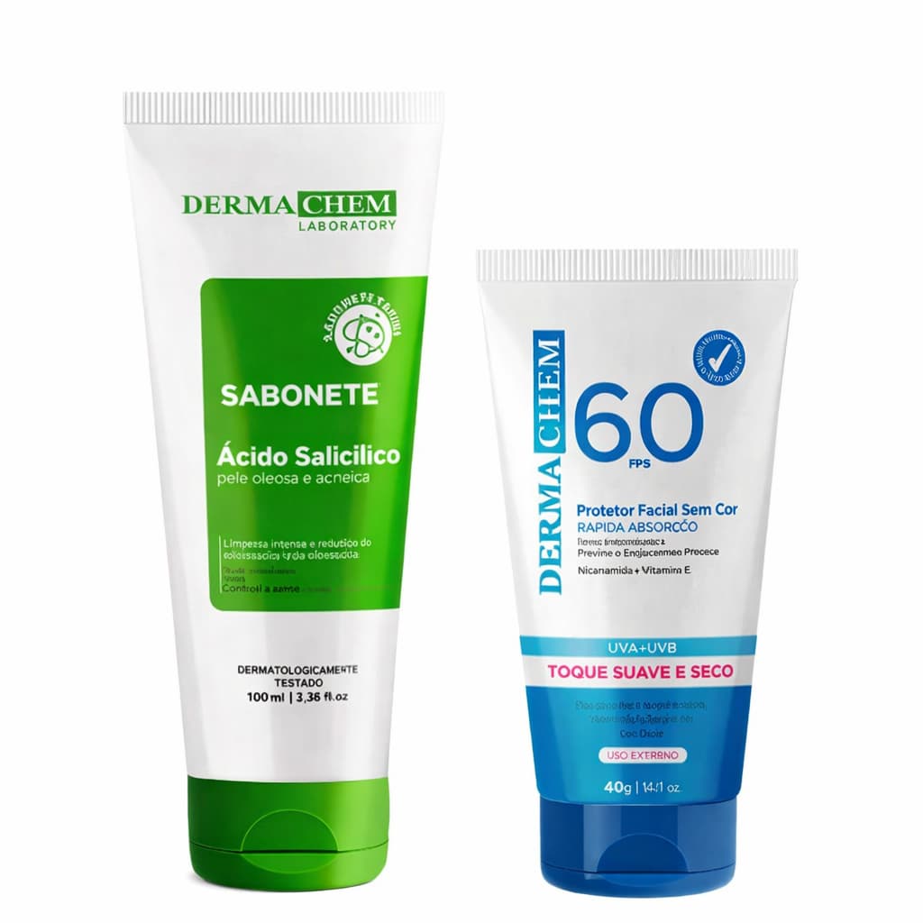 Dermachem Kit 2un - 1un Sabonete Facial Ácido Salicílico + 1un Protetor Solar Facial Fps60 Sem Cor