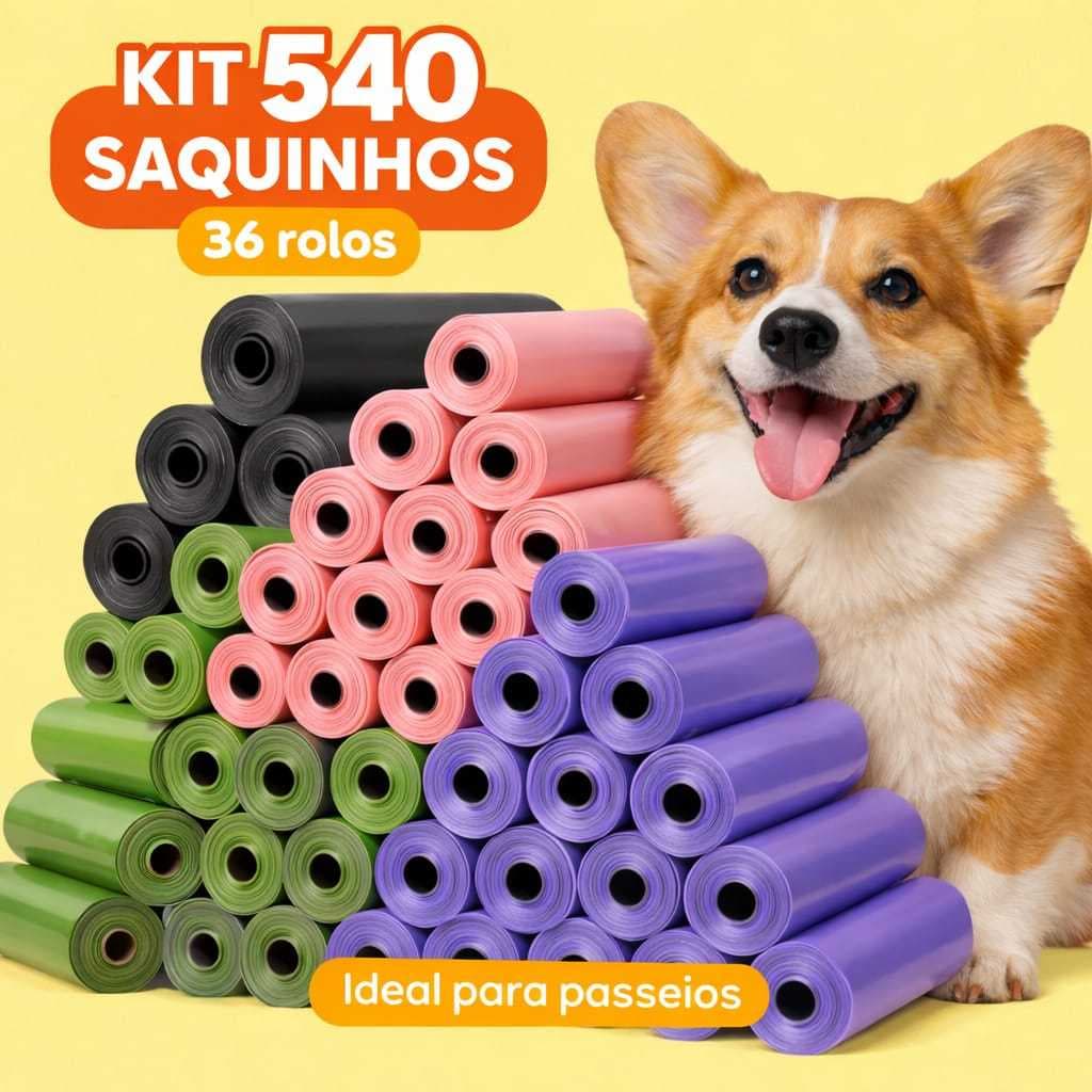 540 Saquinho Cata Caca Pet Refil Saquinho Cachorro Gato