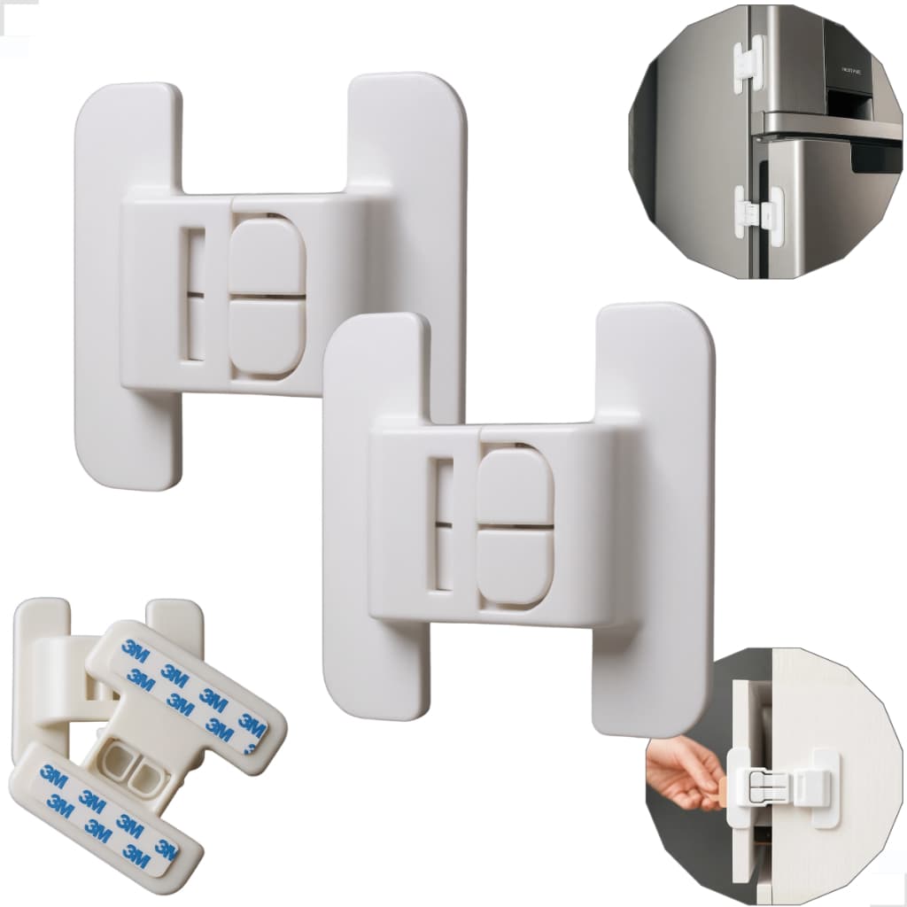 Kit 02 Travas Fechadura para Geladeira Armário Anti-Abertura para Segurança Infantil Crianças Bebê