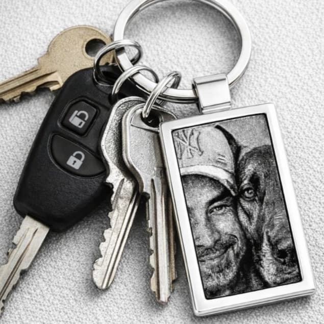 Chaveiro com Foto Personalizado a laser para presente no Metal