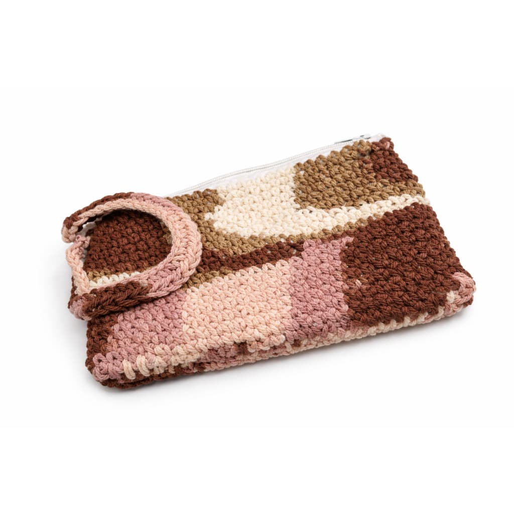 Bolsa Necessaire Organizadora de Crochê Artesanal com Zíper Feminina Feita à Mão