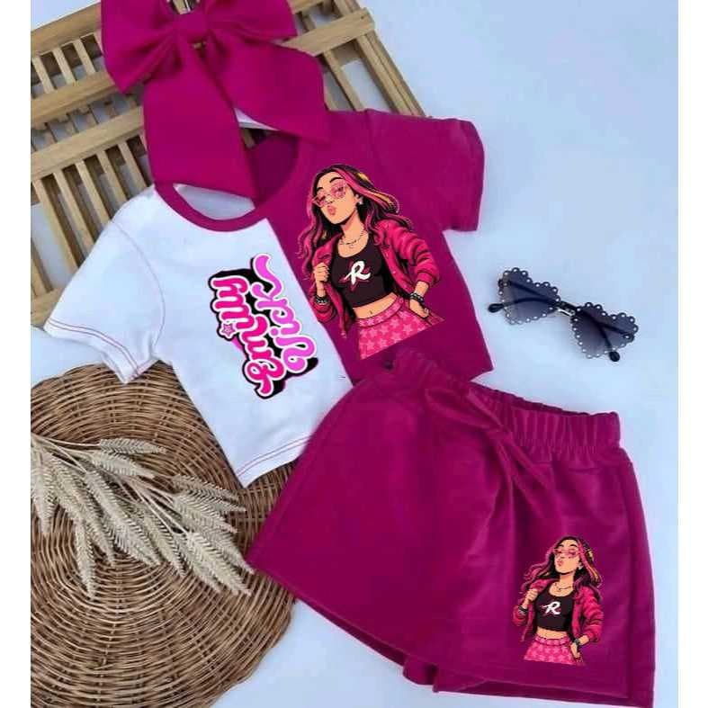 CONJUNTO EMILY VICK INFANTIL E JUVENIL BLUSA +SHORT SAIA