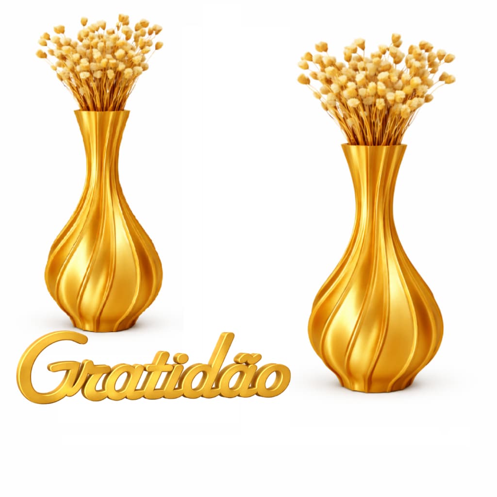 Kit 2 Vasos Decorativos Em Espiral Minimalista com Letreiro Moderno com Decoração Sala Quarto