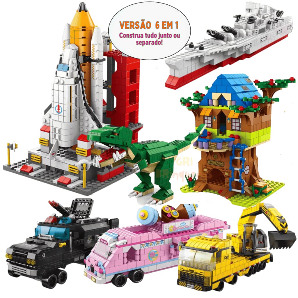 Blocos de Montar 1000 Peças 6 Em 1 Cenários Criativos Para Colecionar Presente Educativo