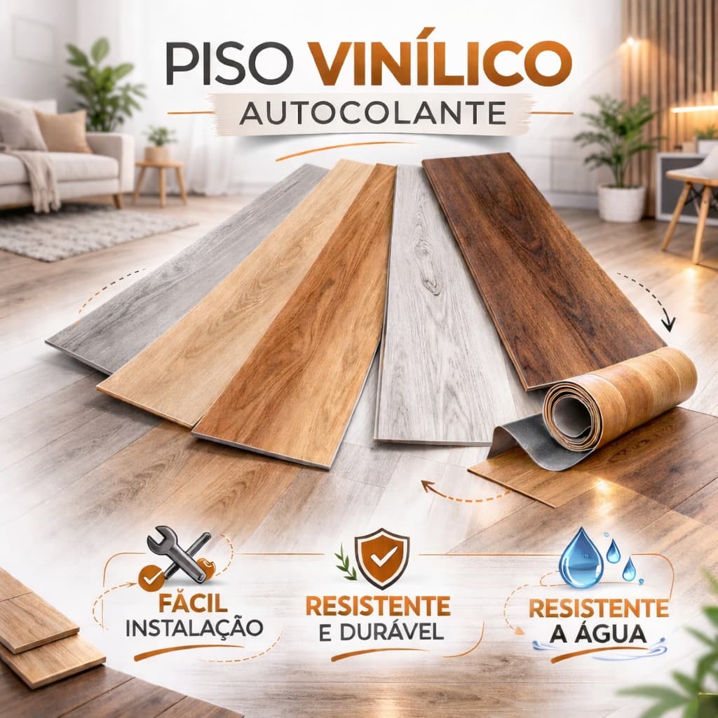 Piso Vinílico Autocolante Régua Madeira Manta Adesiva Resistente Lavável 1,67m²