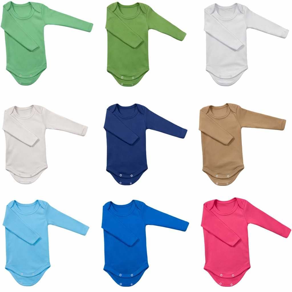 Kit 5 Bodys Manga Longa Para Bebe Infantil Caneladinho Ribaninha
