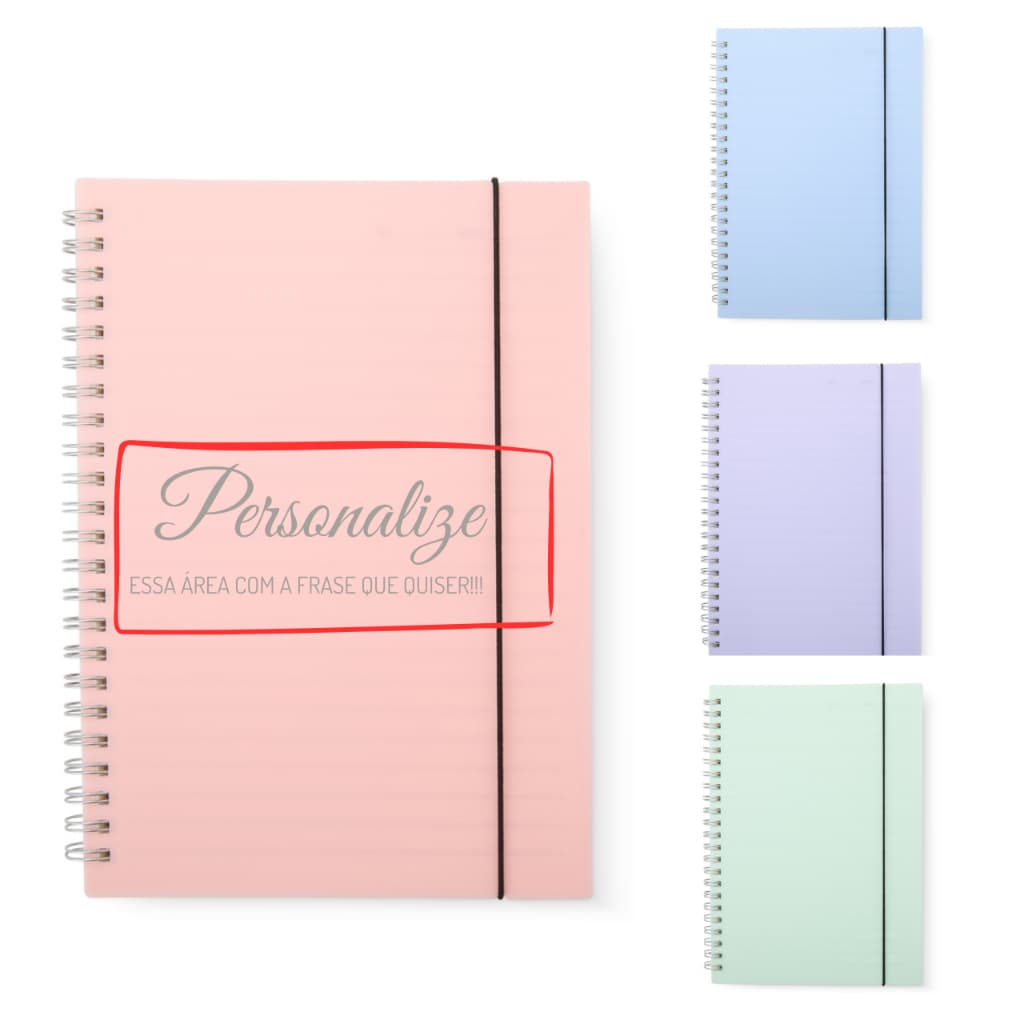 Caderno A5 personalizado capa plástica elástico para lacre folhas marfim com pauta