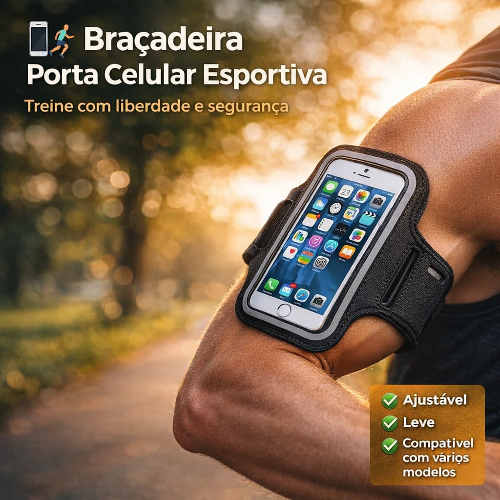 Capa De Braço Suporte Braçadeira Porta Celular Corrida Academia Ajustável Saida Fone e Porta Chaves