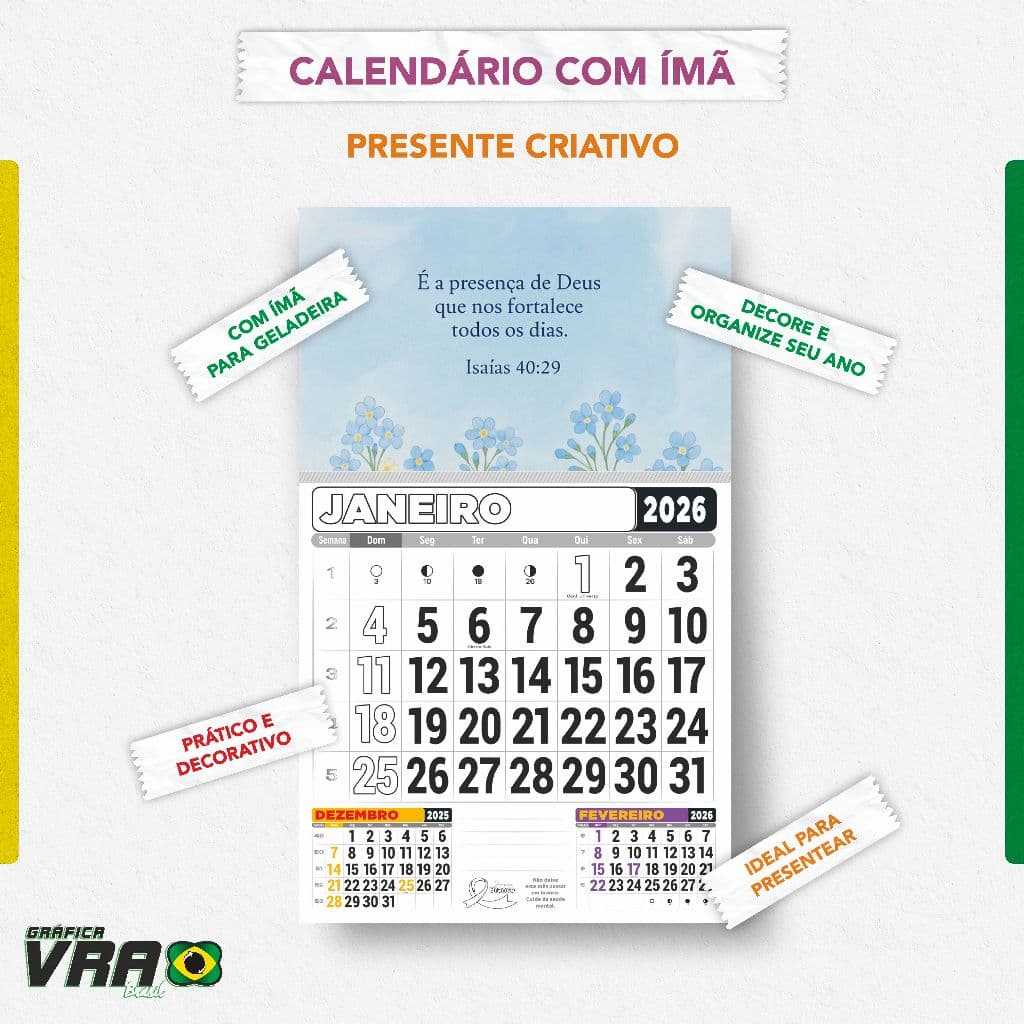 Calendário de Geladeira - Imã Geladeira com Lindas Imagens e Modelos para Escolher