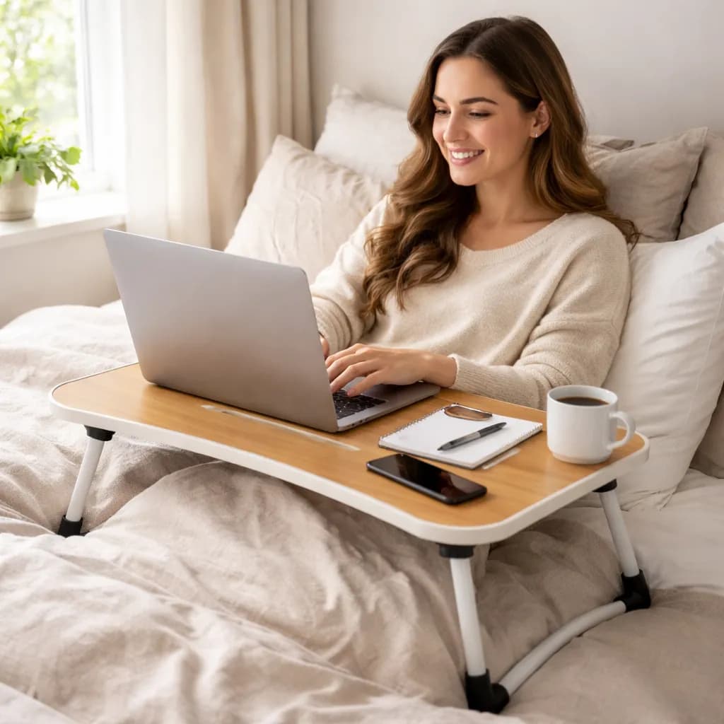 Mesa Portátil Multiuso Para Notebook Tablet Home Office Estudo Sala Cama Com Porta-Copo