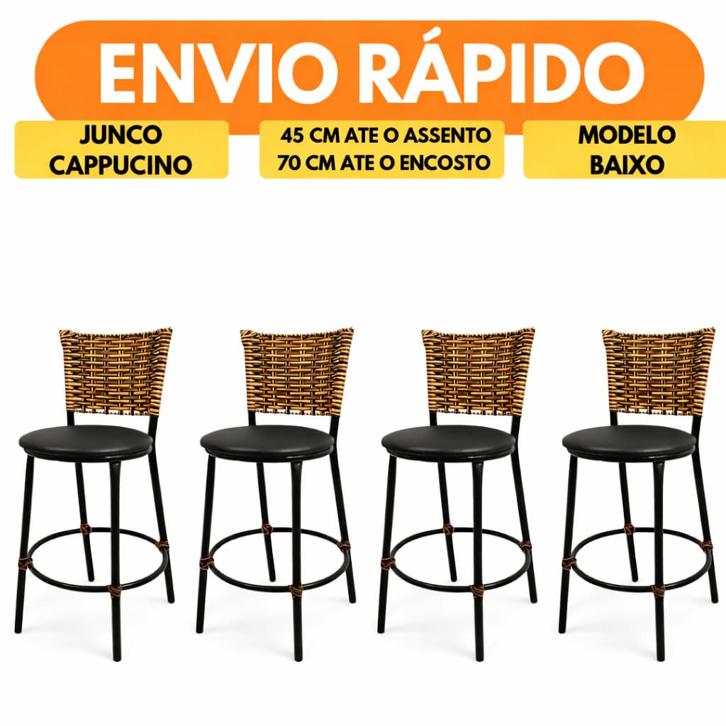 Kit 4 Banquetas Baixas Cappucino Banquinho Areas Externas e Internas
