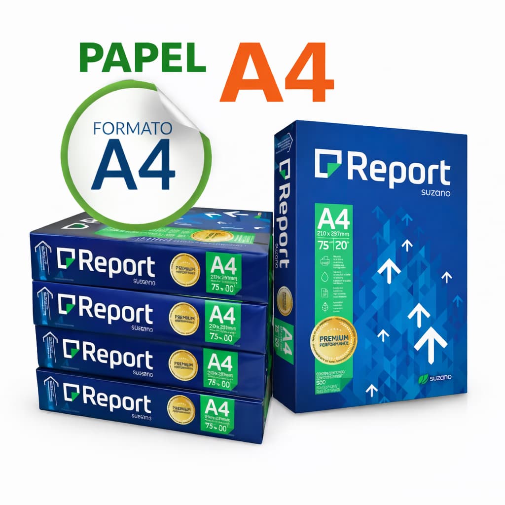 Kit 5 Pacotes Papel A4 Report Suzano 75g 2500 Folhas Branco