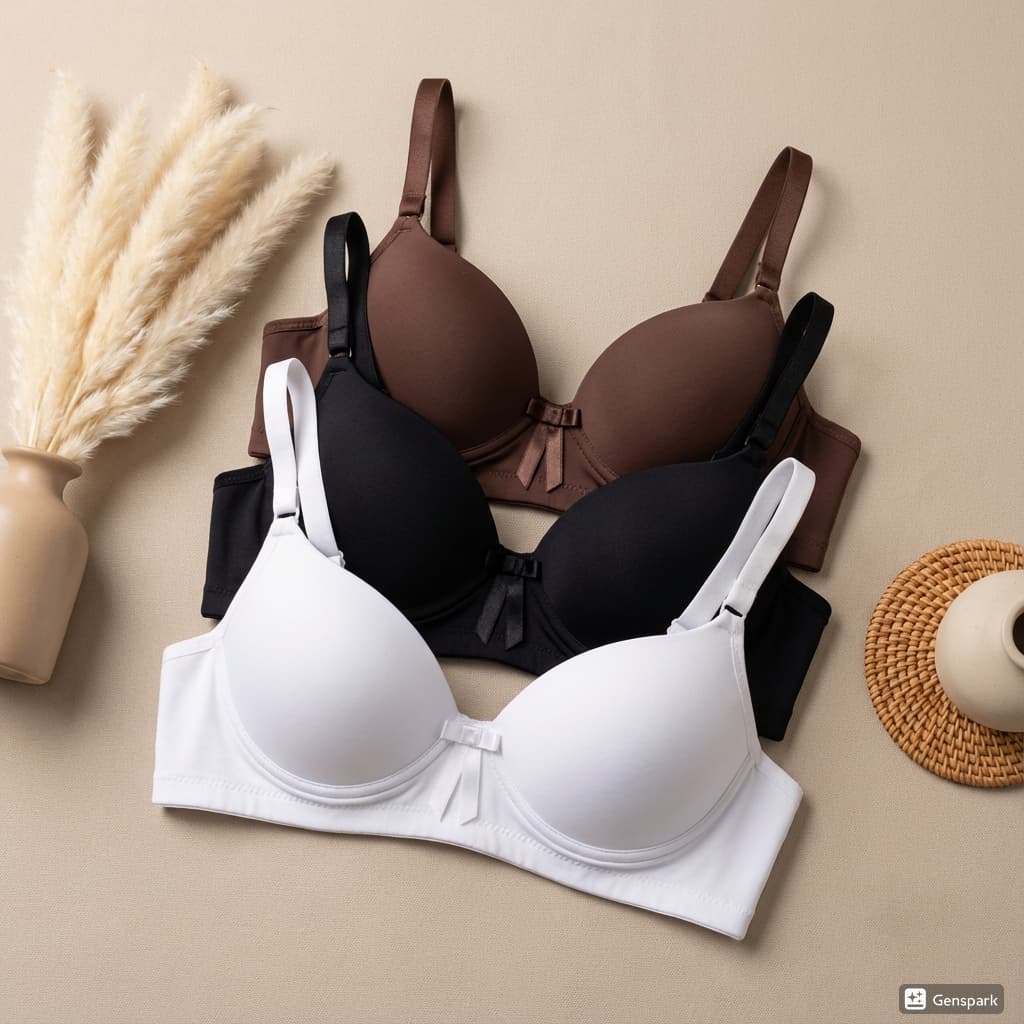 Kit 3 Sutiãs Femininos Básicos com Bojo Estruturado Confortável