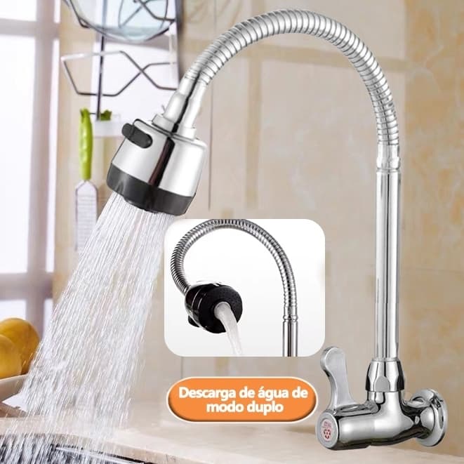 Inox Torneira  Prata/Preto Com Chuveiro Com Rotação De 360° Cozinha Luxo Parede Promoção