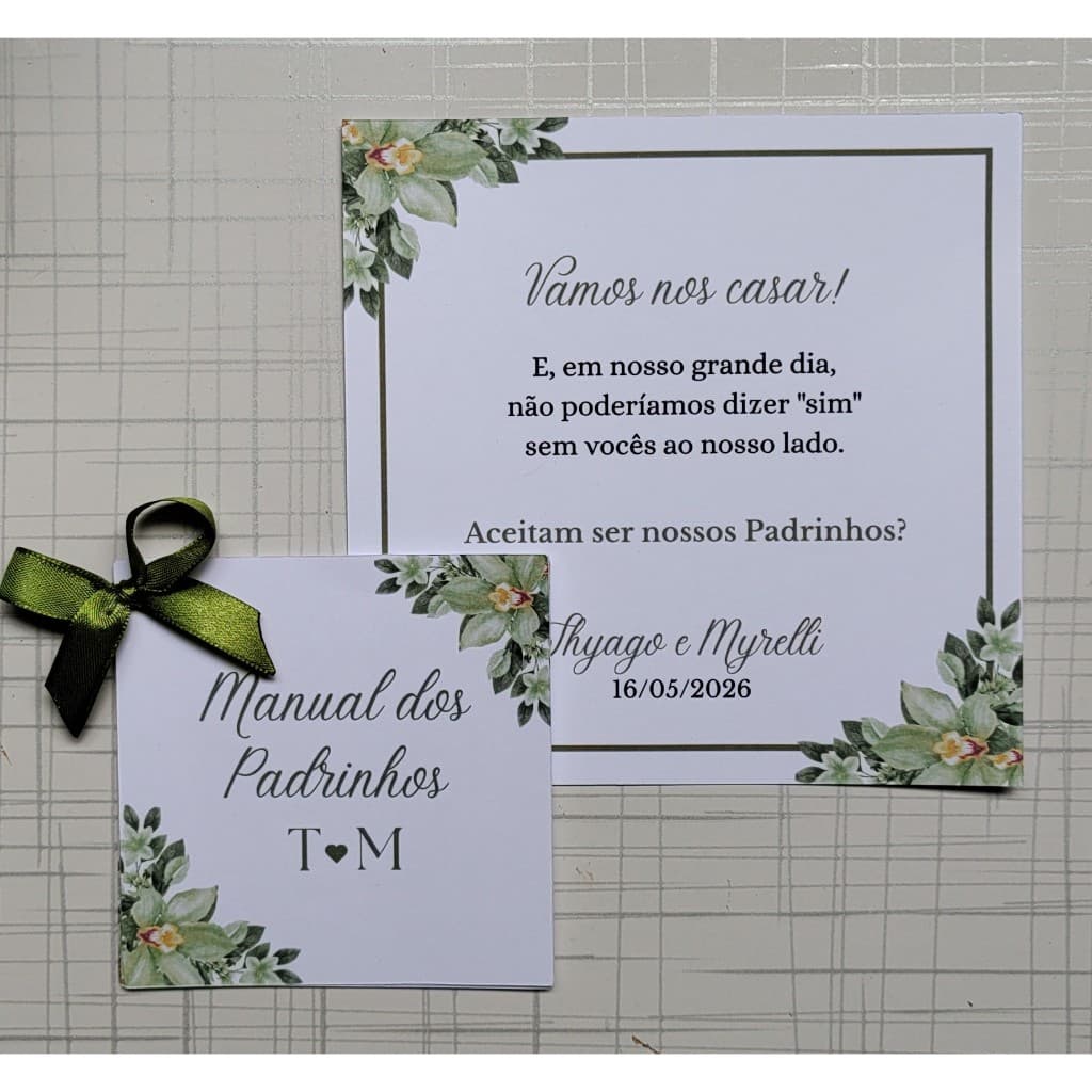 Kit Manual de Padrinhos + Convite de Caixa de Padrinhos 14x14