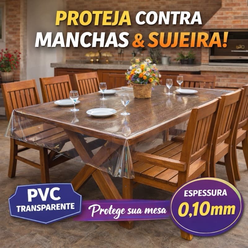 Toalha De Mesa Plastico Transparente Impermeável 2,00 X1,40m
